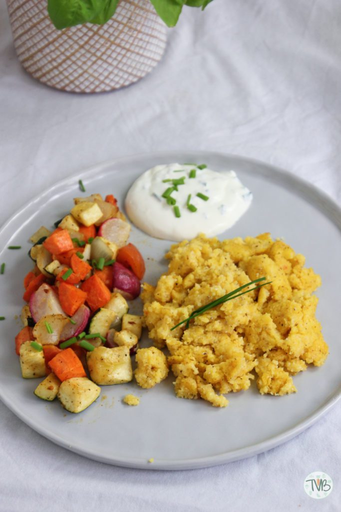 Polenta, Maisgrieß, Gemüse, Schnittlauch, Sterz, steirisch